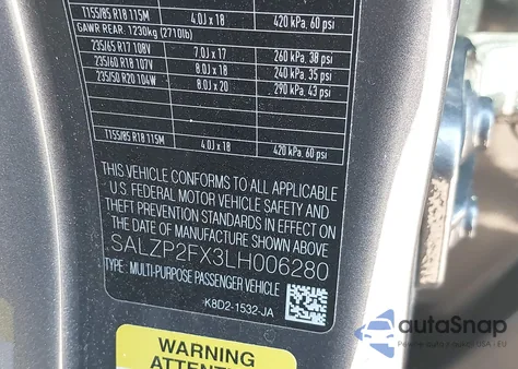 2020 Land Rover Range Rover Evoque Se z USA, uszkodzony, nr VIN SALZP2FX3LH006280